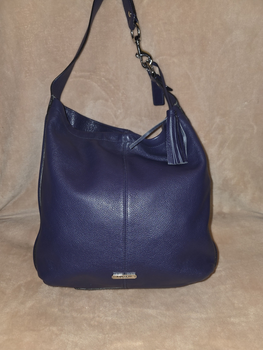 Coach Pebbled Leather Hobo Bag in Deep Blue/Purple